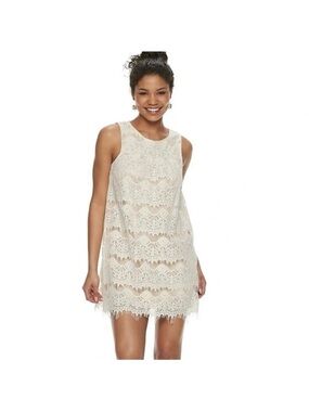 Speechless sz Medium Ivory Lace Sleeveless Dress boho festival mini sundress